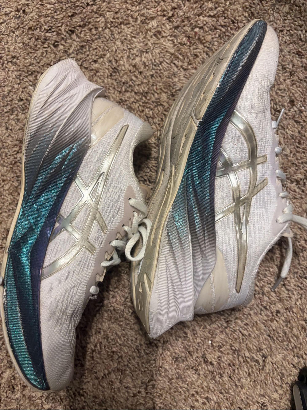 Asics Women's White Running Shoes with Teal Accent NovaBlast 3